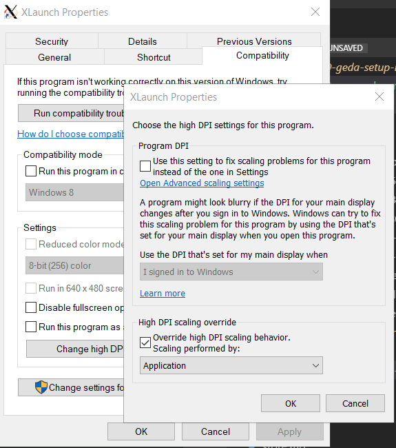 Override high DPI scaling behavior